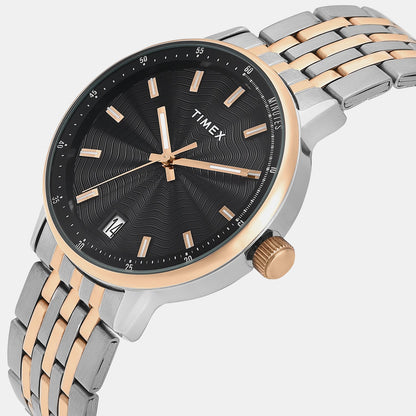 Timex Trendline Men Quartz Black Dial Analog Stainless Steel Watch Tweg25411