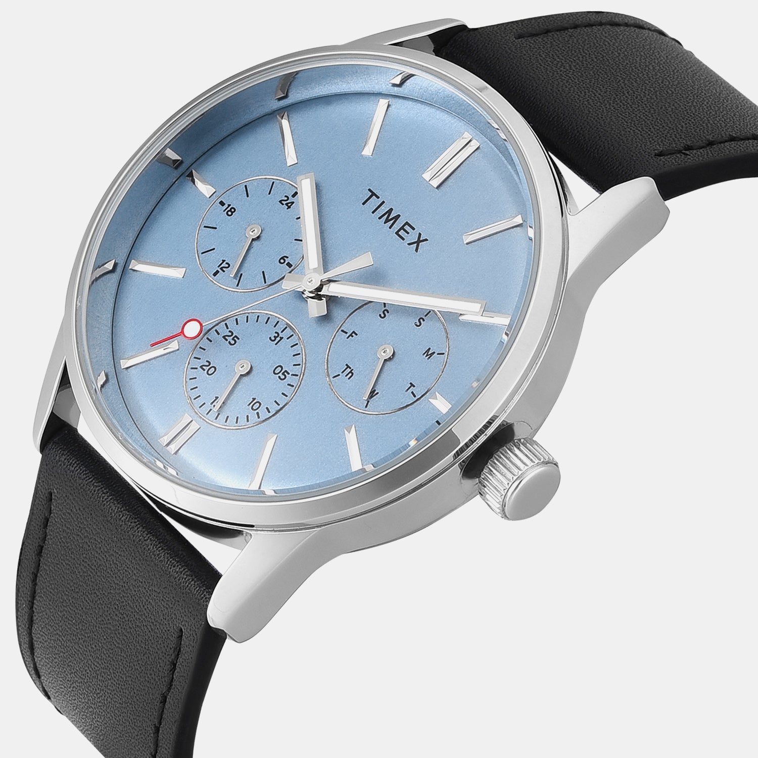 Timex Trendline Men Quartz Blue Dial Multi-Function Leather Watch Tweg25514