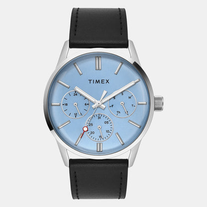 Timex Trendline Men Quartz Blue Dial Multi-Function Leather Watch Tweg25514
