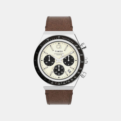 Timex Q Timex Men Quartz Dial Chronograph Leather Watch Tweg26401