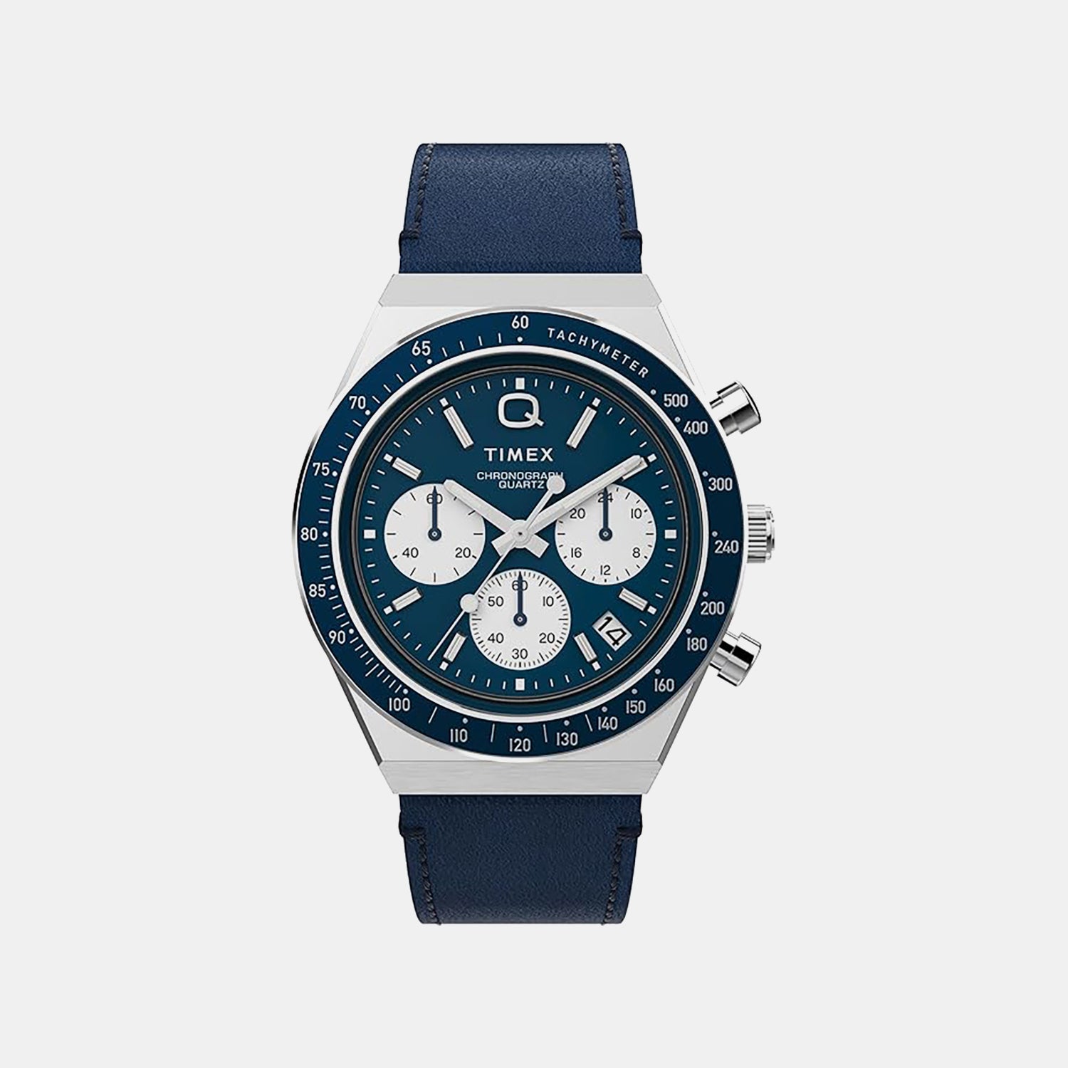 Timex Q Timex Men Quartz Blue Dial Analog Leather Watch Tweg26407