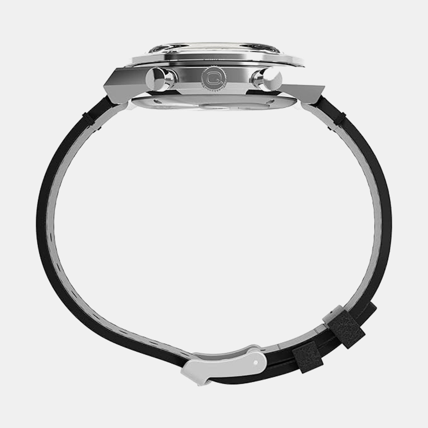 Timex Q Diver Men Quartz Black Dial Chronograph Leather Watch Tweg26408