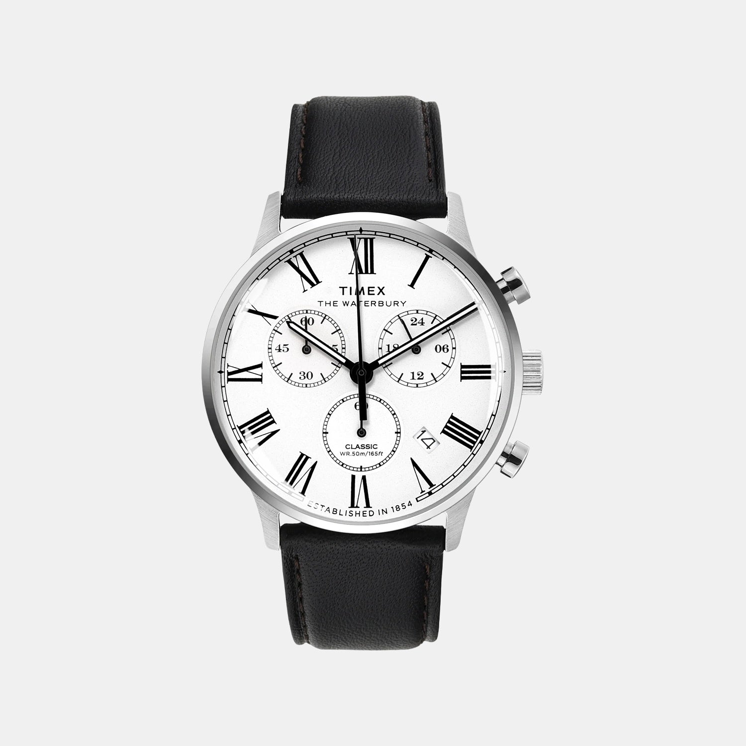 Timex Waterbury Men Quartz Dial Chronograph Leather Watch Tweg26600