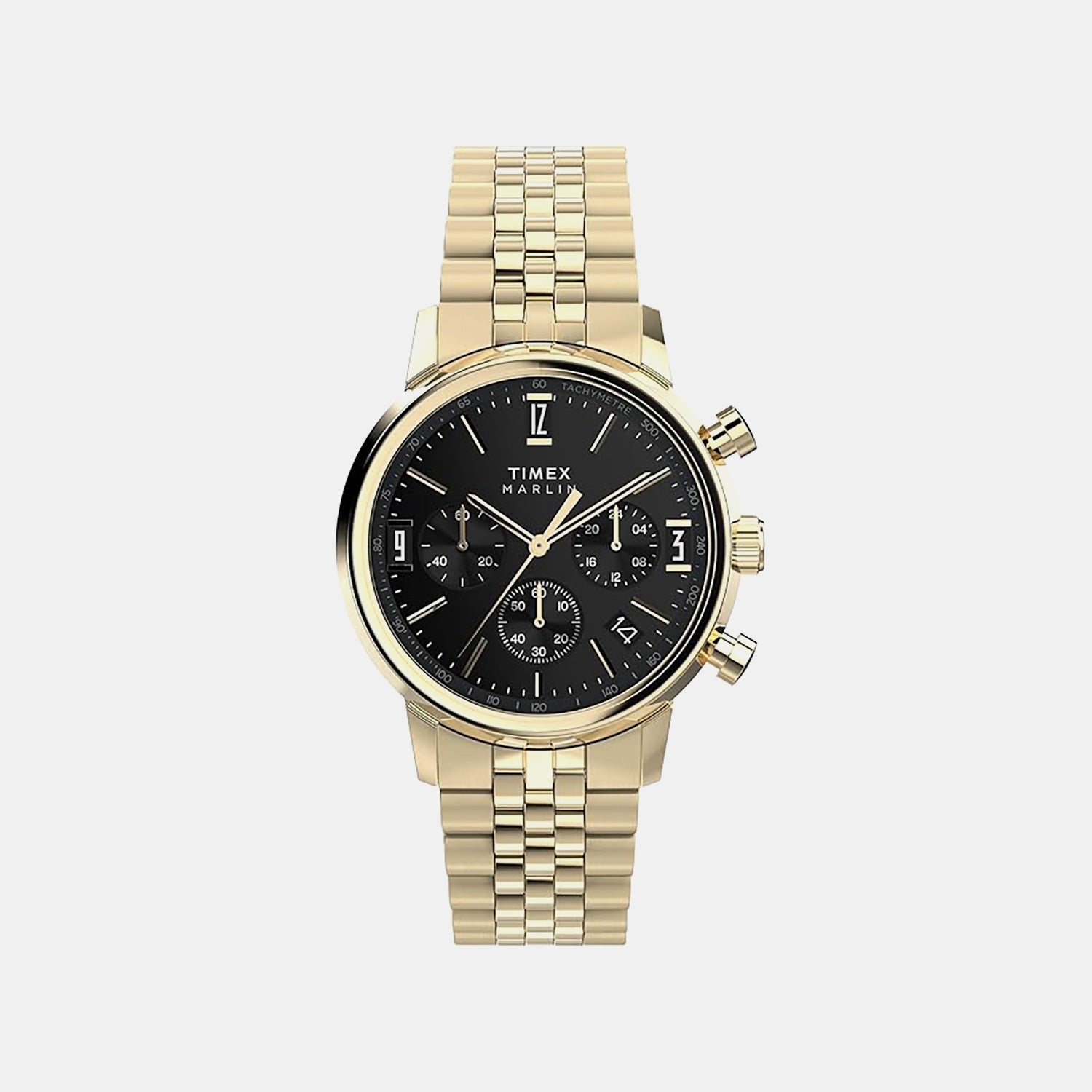 Timex Marlin Men Quartz Black Dial Chronograph Stainless Steel Watch Tweg26706