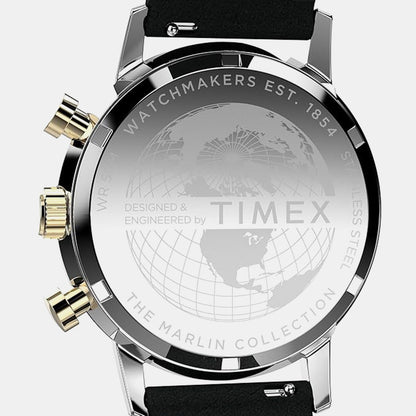 Timex Marlin Men Quartz Champagne Dial Chronograph Leather Watch Tweg26709