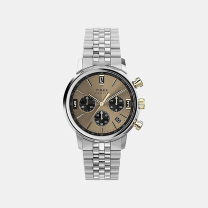 Timex Marlin Men Quartz Champagne Dial Chronograph Stainless Steel Watch Tweg26713