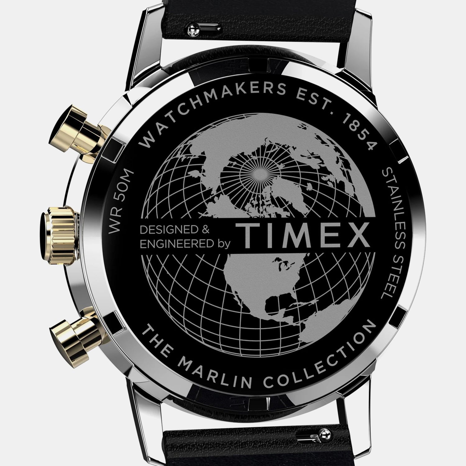 Timex Marlin Men Quartz Black Dial Chronograph Leather Watch Tweg26715