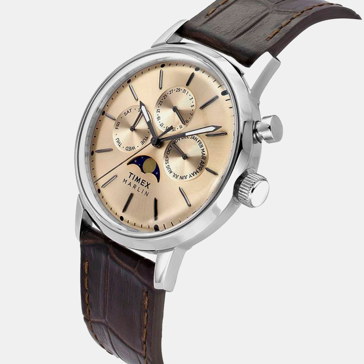 Timex Marlin Men Quartz Dial Multi-Function Leather Watch Tweg26801