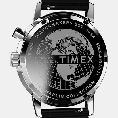 Timex Marlin Men Quartz Blue Dial Chronograph Leather Watch Tweg26803