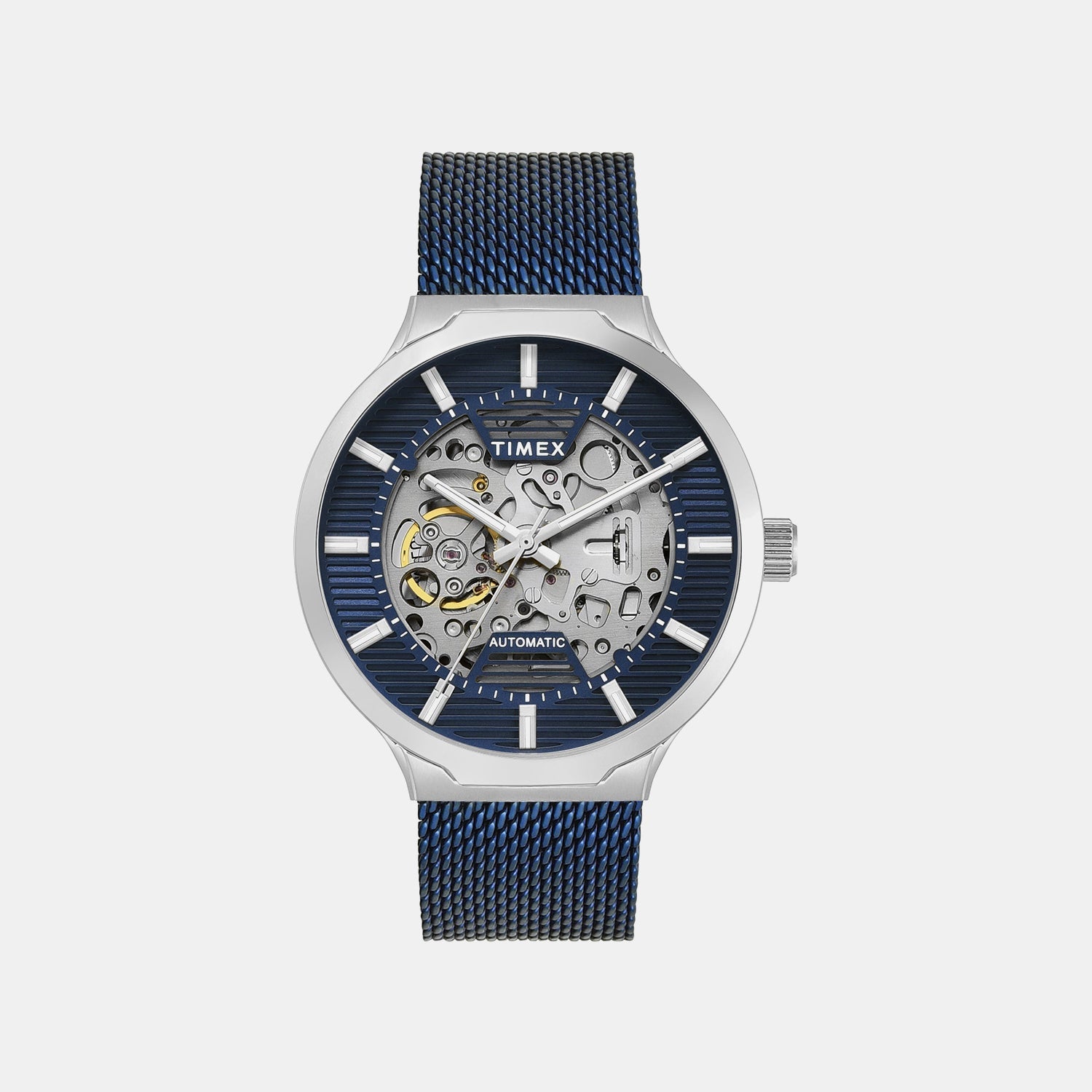 Timex Men Automatic Blue Dial Analog Mesh Watch Tweg31502
