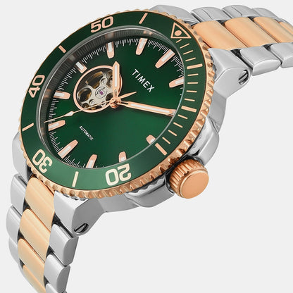 Timex Signio Men Automatic Green Dial Analog Stainless Steel Watch Tweg31701