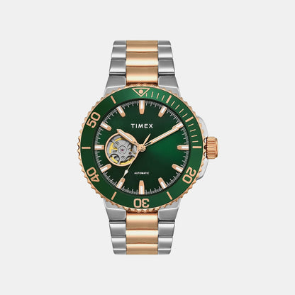 Timex Signio Men Automatic Green Dial Analog Stainless Steel Watch Tweg31701