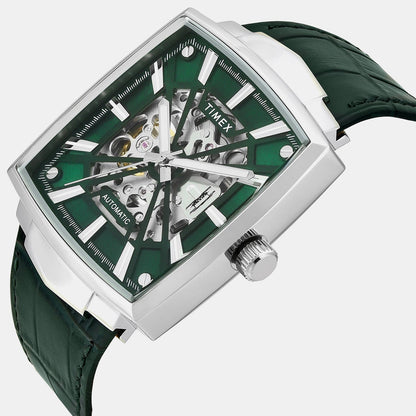 Timex Signio Men Automatic Green Dial Analog Leather Watch Tweg32000