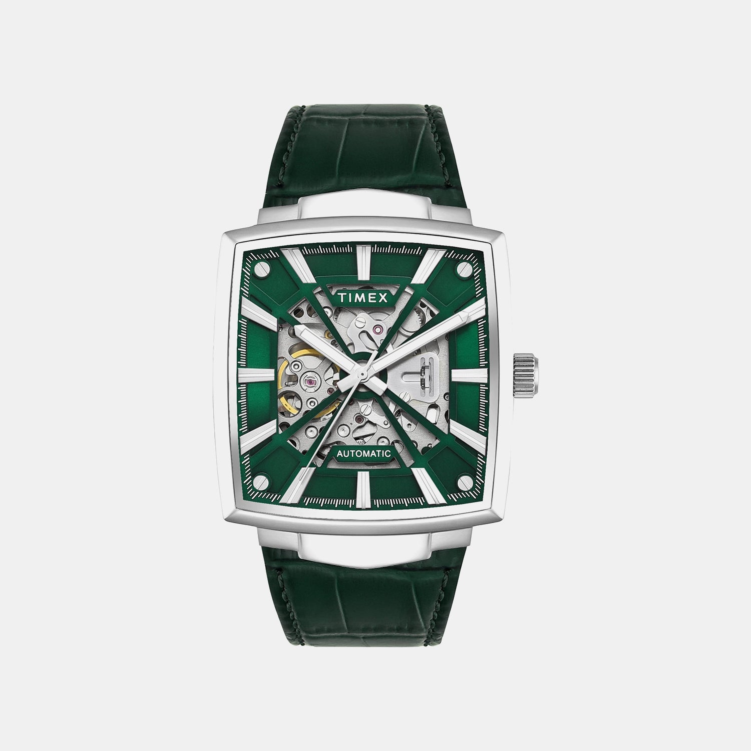 Timex Signio Men Automatic Green Dial Analog Leather Watch Tweg32000