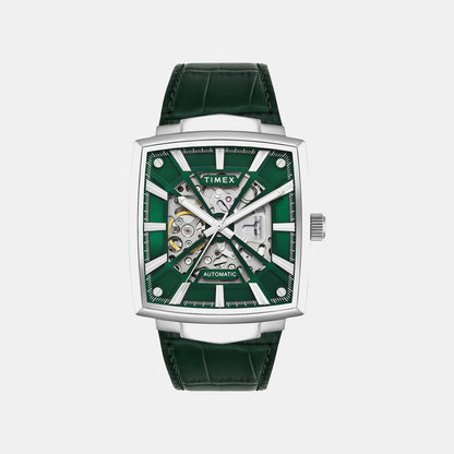 Timex Signio Men Automatic Green Dial Analog Leather Watch Tweg32000