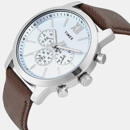 Timex Trendline Men Quartz Blue Dial Multi-Function Leather Watch Tweg32200