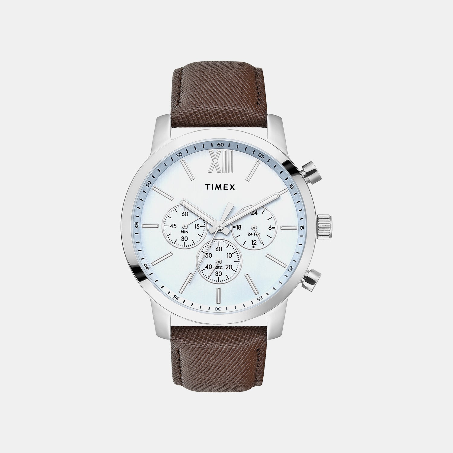 Timex Trendline Men Quartz Blue Dial Multi-Function Leather Watch Tweg32200