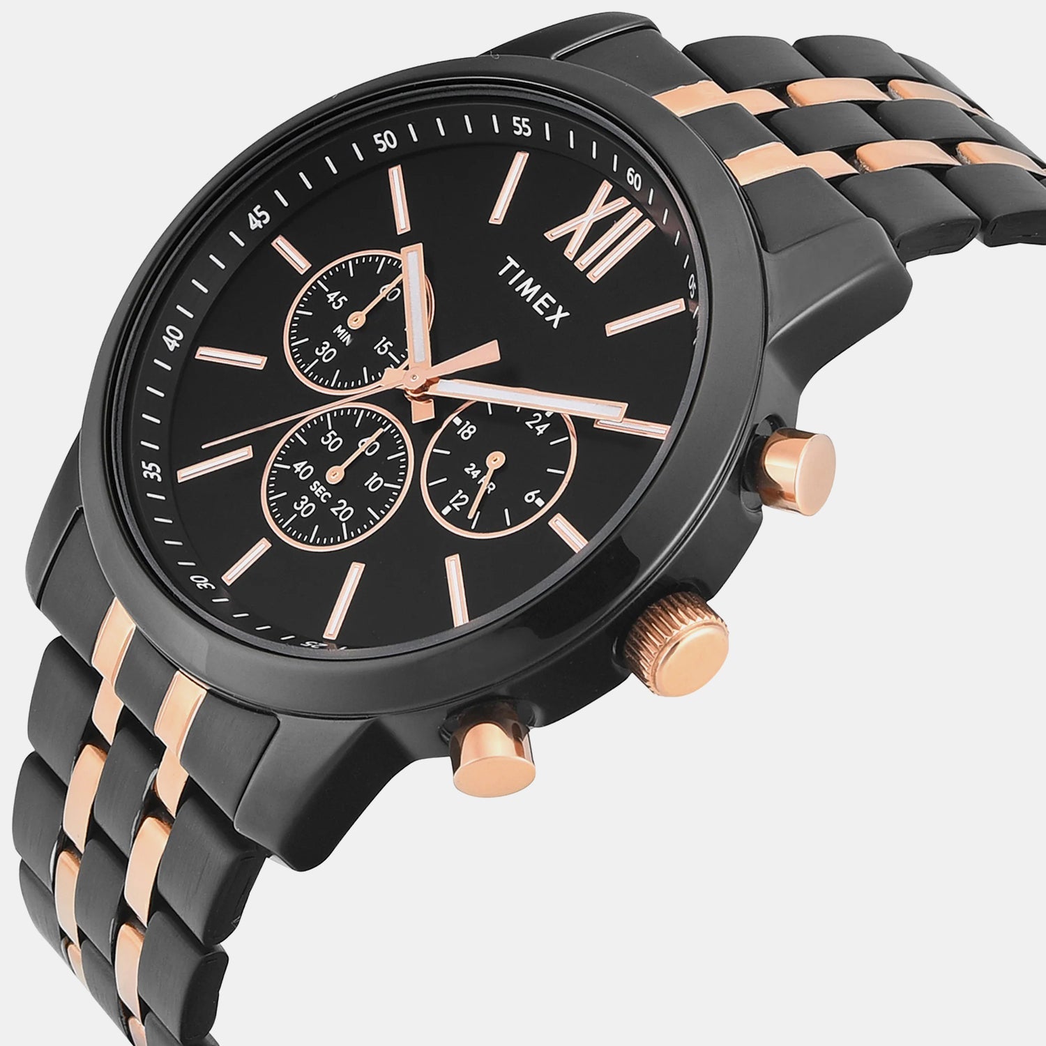 Timex Trendline Men Quartz Black Dial Chronograph Stainless Steel Watch Tweg32202