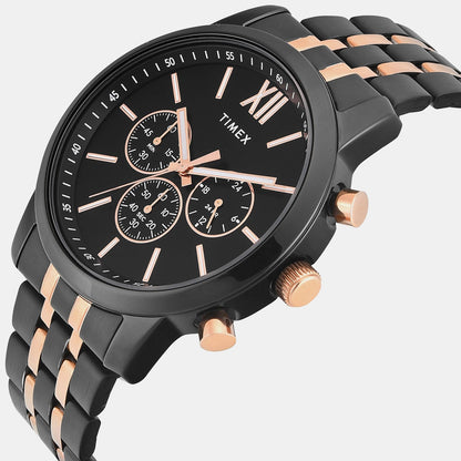 Timex Trendline Men Quartz Black Dial Chronograph Stainless Steel Watch Tweg32202