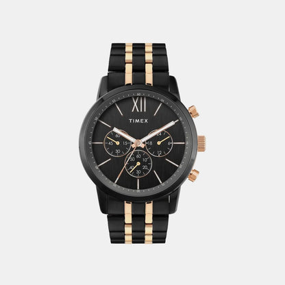 Timex Trendline Men Quartz Black Dial Chronograph Stainless Steel Watch Tweg32202