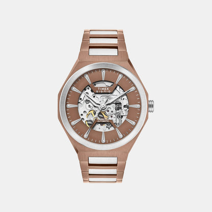 Timex Signio Men Automatic Brown Dial Analog Stainless Steel Watch Tweg33901