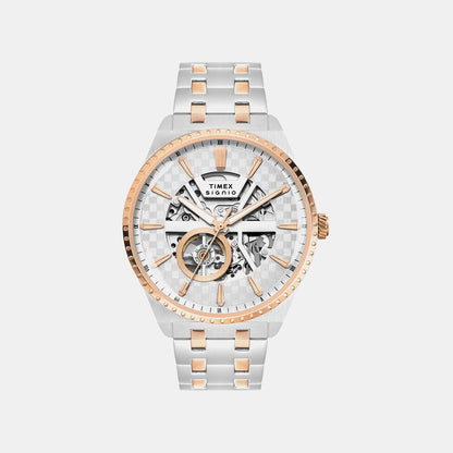 Timex Signio Men Automatic Silver Dial Analog Stainless Steel Watch Tweg34000