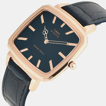 Timex Signio Men Quartz Teal Dial Analog Leather Watch Tweg34100