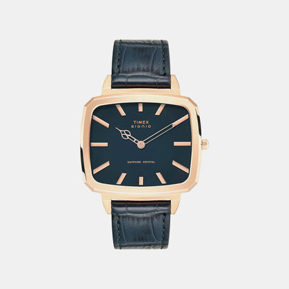 Timex Signio Men Quartz Teal Dial Analog Leather Watch Tweg34100