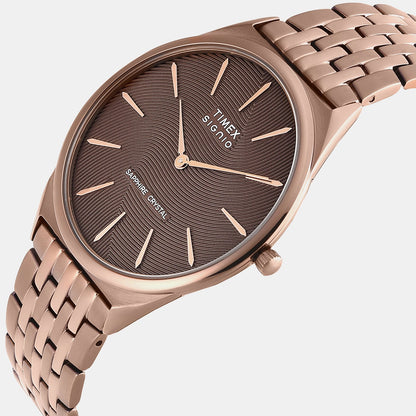 Timex Signio Men Quartz Brown Dial Analog Stainless Steel Watch Tweg34202
