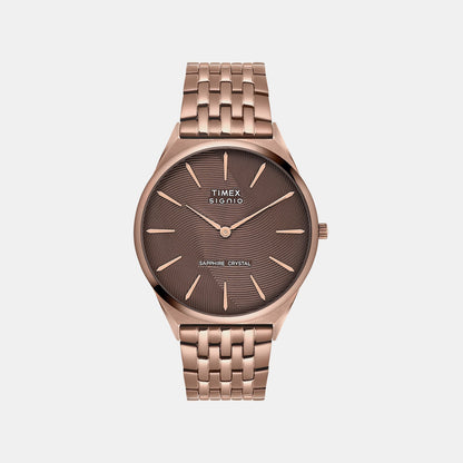 Timex Signio Men Quartz Brown Dial Analog Stainless Steel Watch Tweg34202