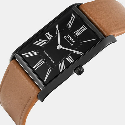 Timex Signio Men Quartz Black Dial Analog Leather Watch Tweg34302