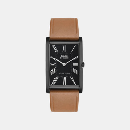 Timex Signio Men Quartz Black Dial Analog Leather Watch Tweg34302