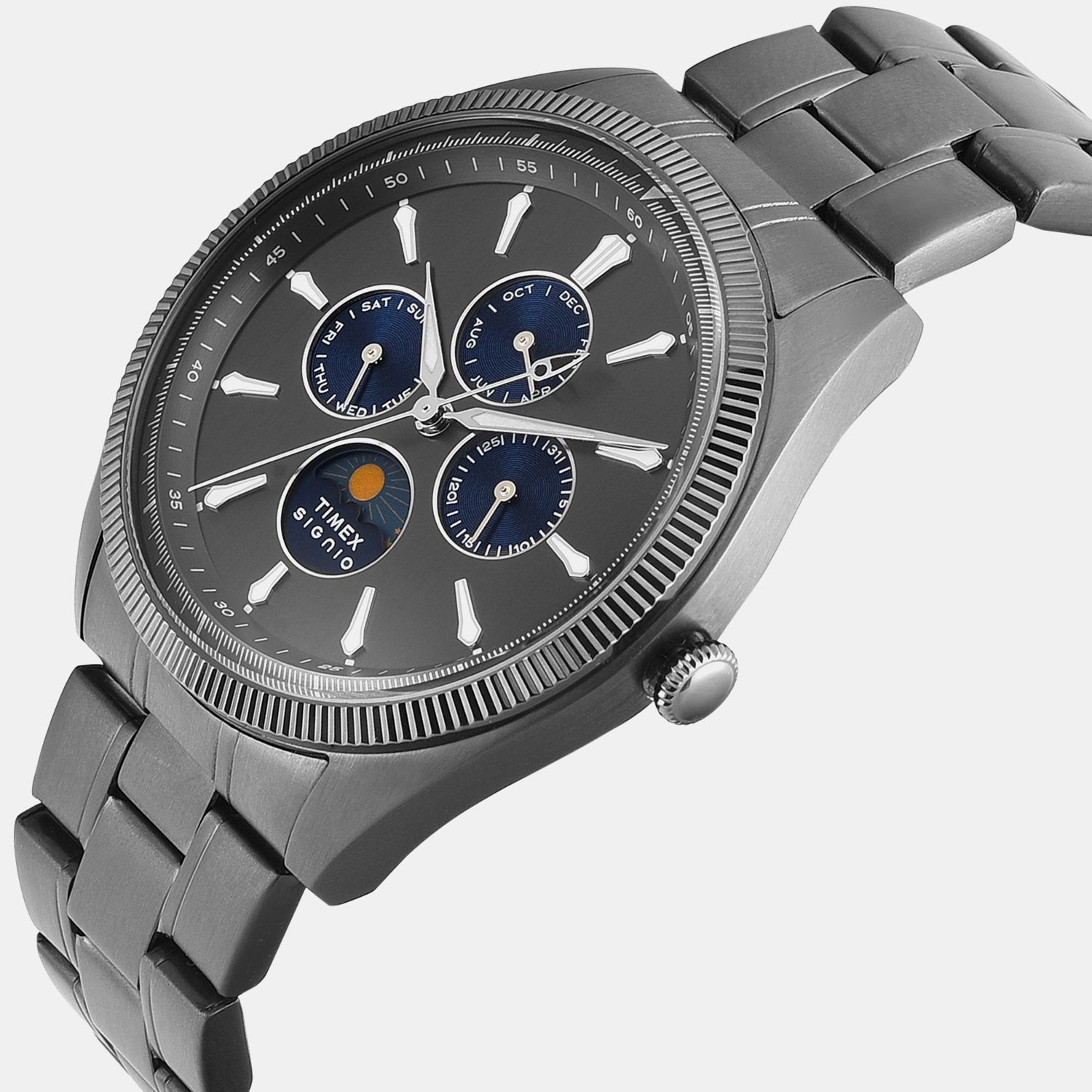 Timex Signio Men Quartz Grey Dial Multi-Function Stainless Steel Watch Tweg34400