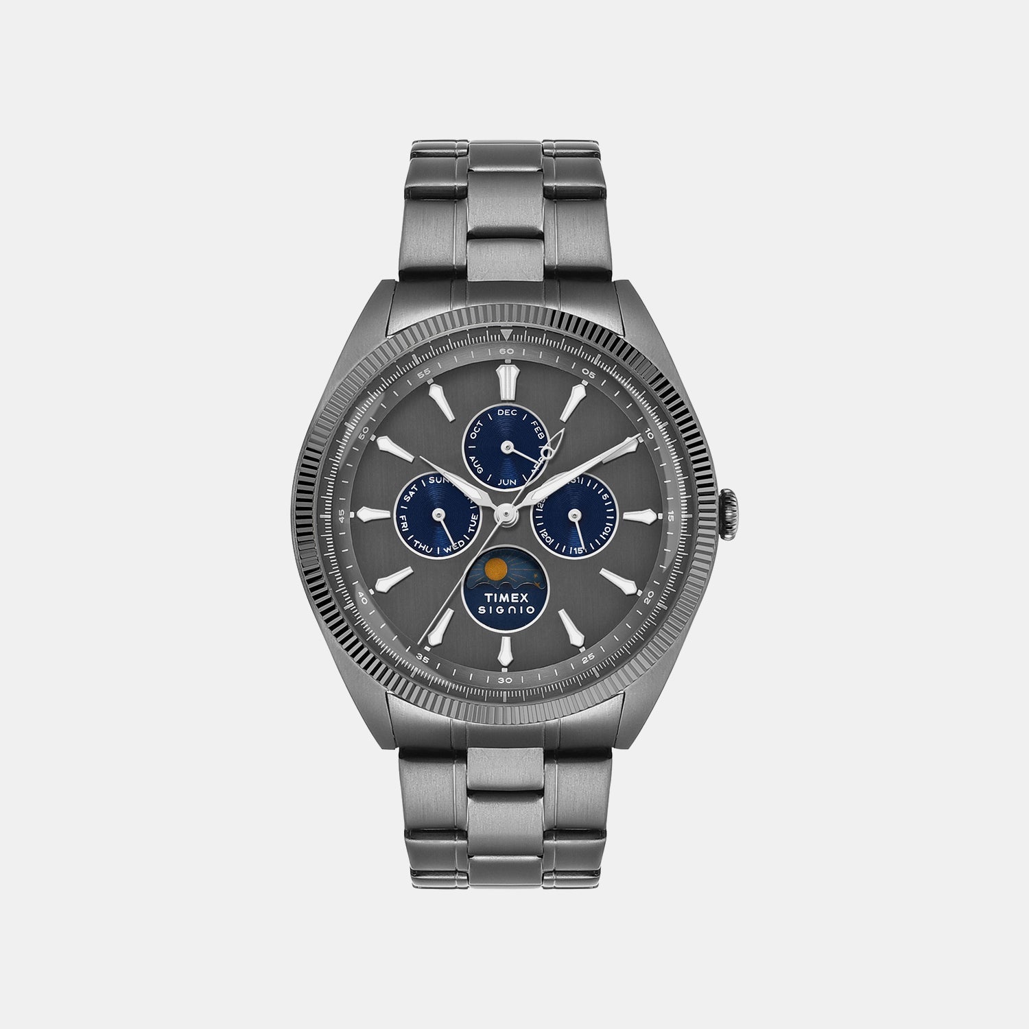 Timex Signio Men Quartz Grey Dial Multi-Function Stainless Steel Watch Tweg34400
