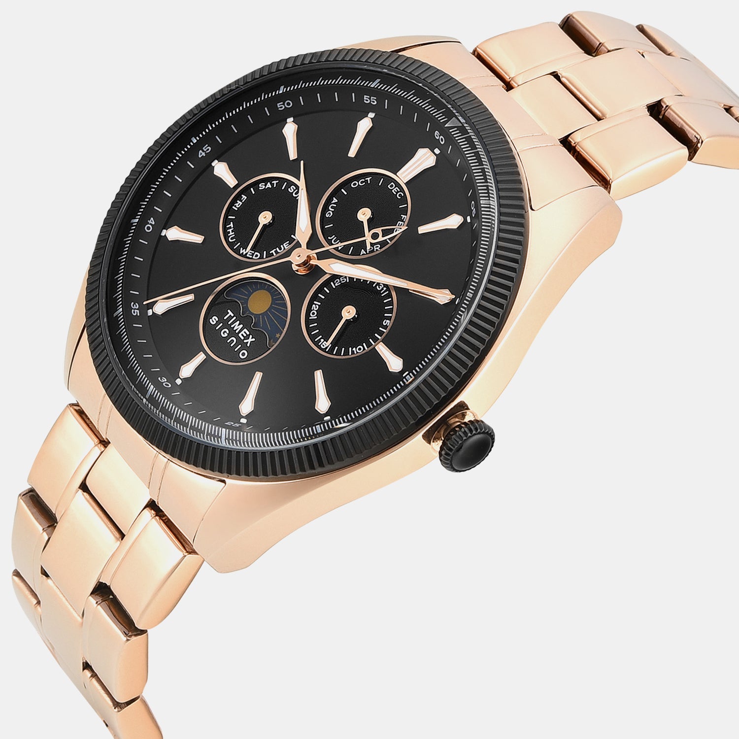 Timex Signio Men Quartz Black Dial Multi-Function Stainless Steel Watch Tweg34402