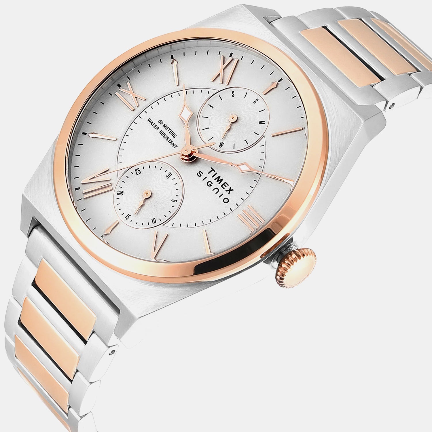 Timex Signio Men Quartz Silver Dial Multi-Function Stainless Steel Watch Tweg34500