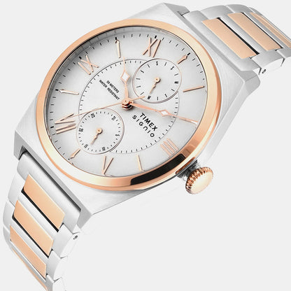 Timex Signio Men Quartz Silver Dial Multi-Function Stainless Steel Watch Tweg34500