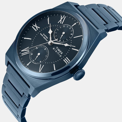 Timex Signio Men Quartz Blue Dial Multi-Function Stainless Steel Watch Tweg34501