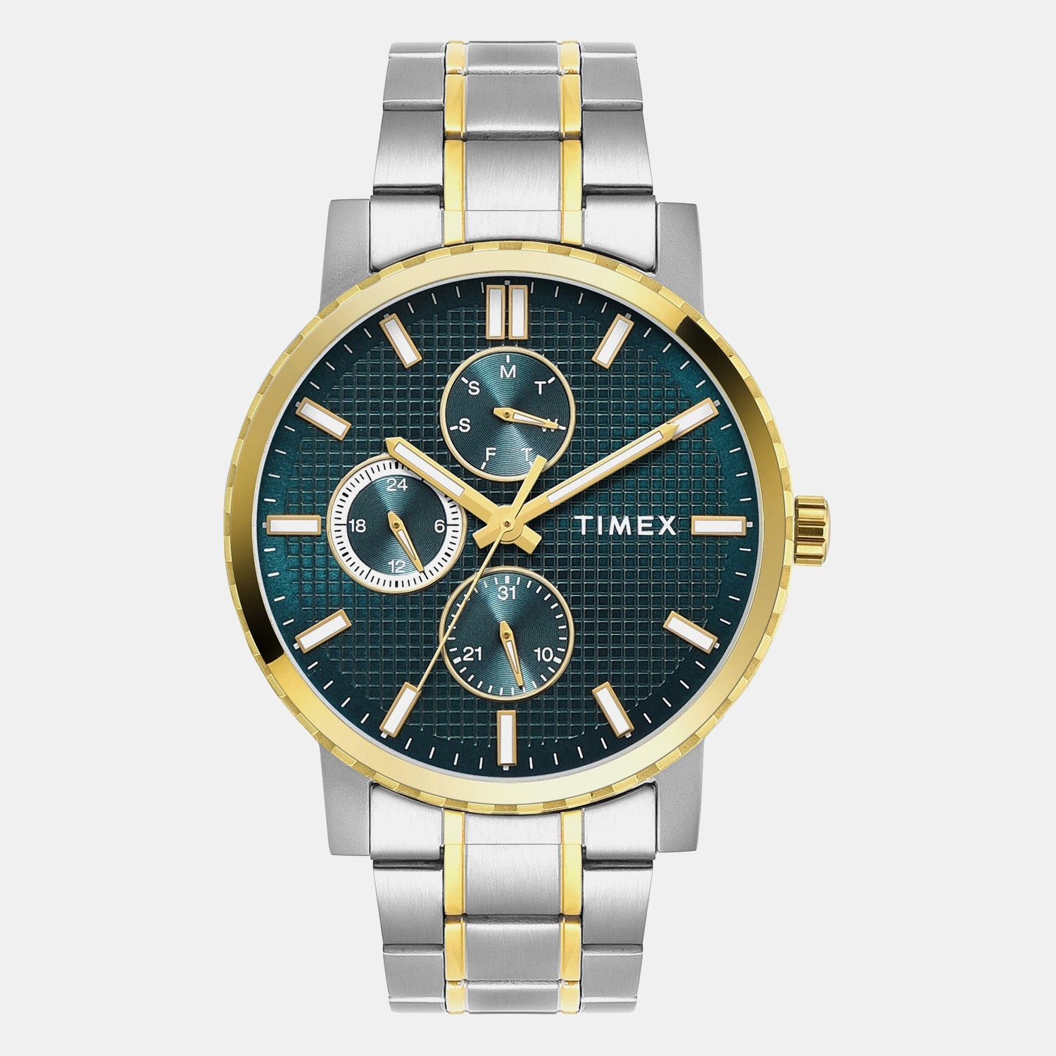 Timex Trendline Men Quartz Teal Dial Multi-Function Stainless Steel Watch Tweg34701
