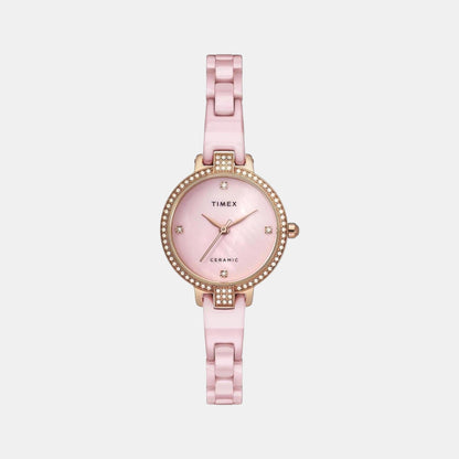 Timex Women Quartz Pink Dial Analog Ceramic Watch Twel15701