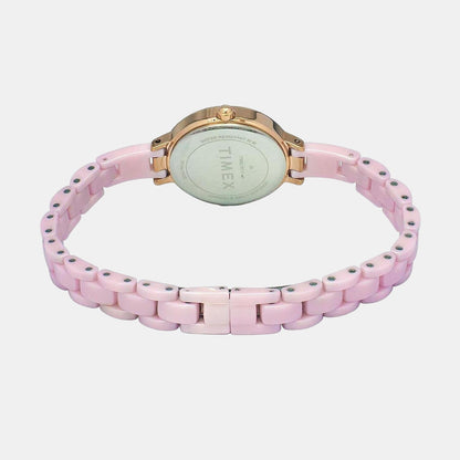 Timex Women Quartz Pink Dial Analog Ceramic Watch Twel15701