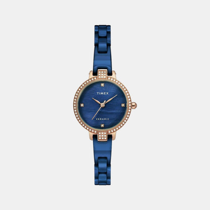 Timex Women Quartz Blue Dial Analog Stainless Steel Watch Twel15702