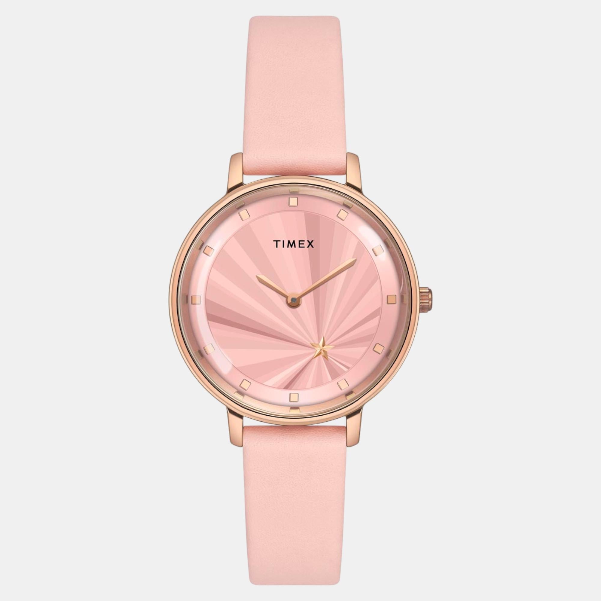 Timex Fashion Women Quartz Dial Analog Leather Watch Twel19100