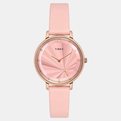 Timex Fashion Women Quartz Dial Analog Leather Watch Twel19100