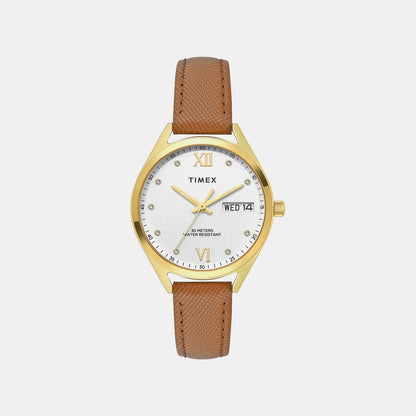 Timex Trendline Women Quartz Silver Dial Analog Leather Watch Twel26803