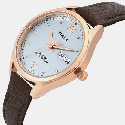 Timex Trendline Women Quartz Blue Dial Analog Leather Watch Twel26804