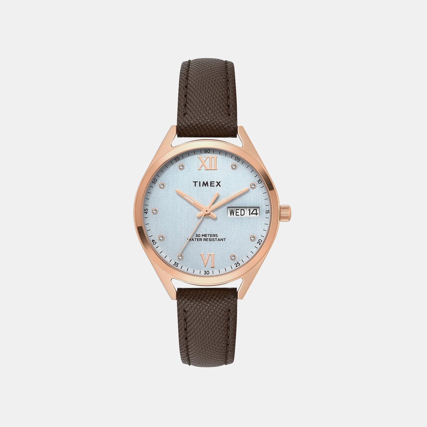 Timex Trendline Women Quartz Blue Dial Analog Leather Watch Twel26804