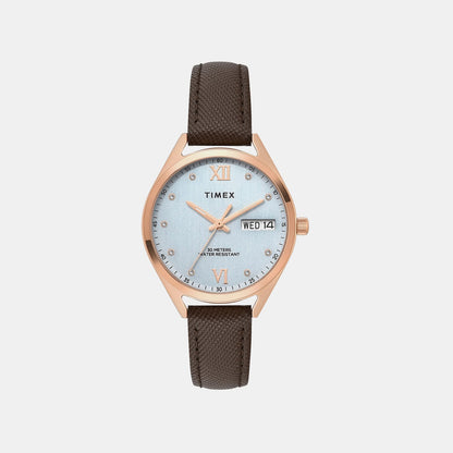Timex Trendline Women Quartz Blue Dial Analog Leather Watch Twel26804
