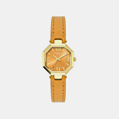 Timex Trendline Women Quartz Yellow Dial Analog Leather Watch Twel26900