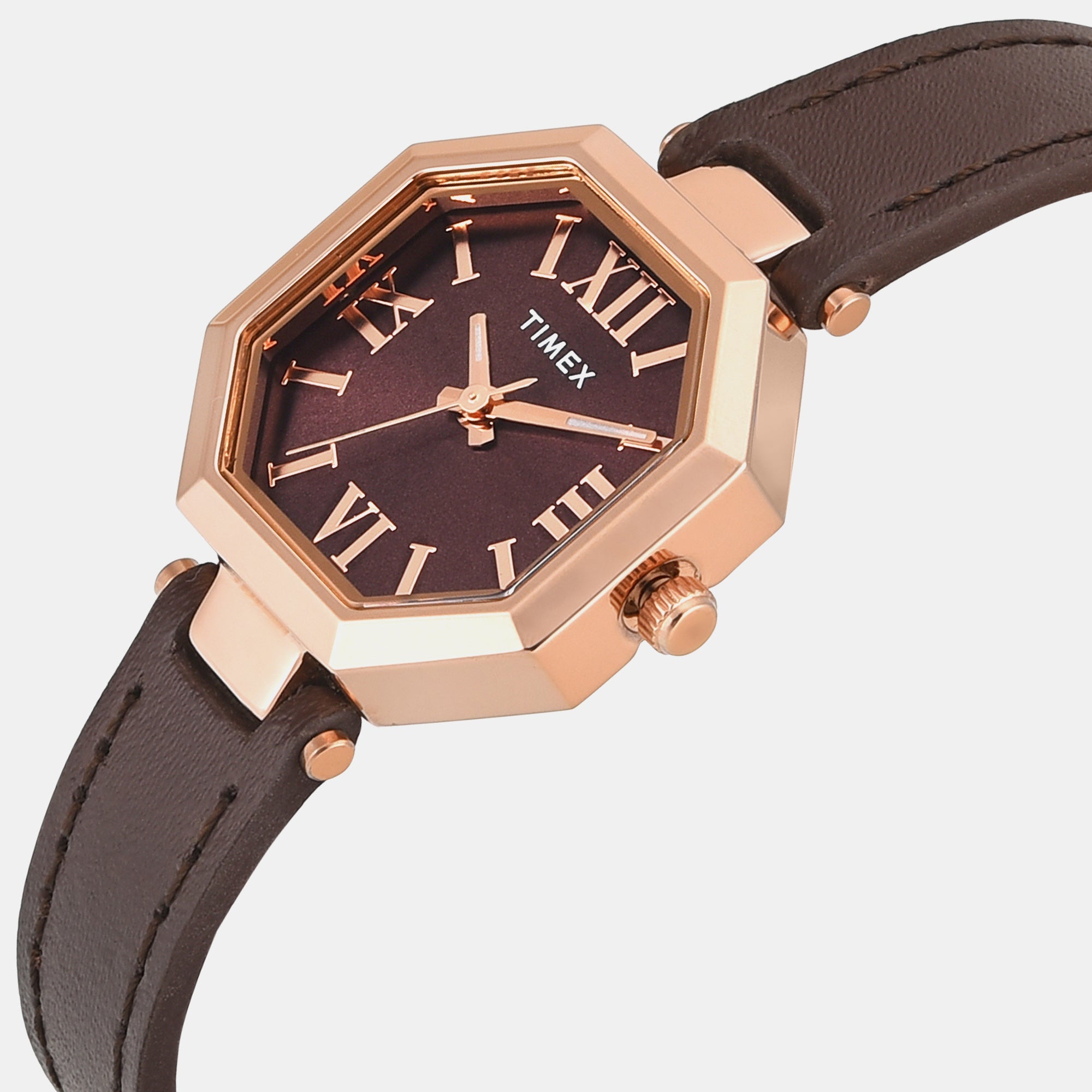 Timex Trendline Women Quartz Brown Dial Analog Leather Watch Twel26901